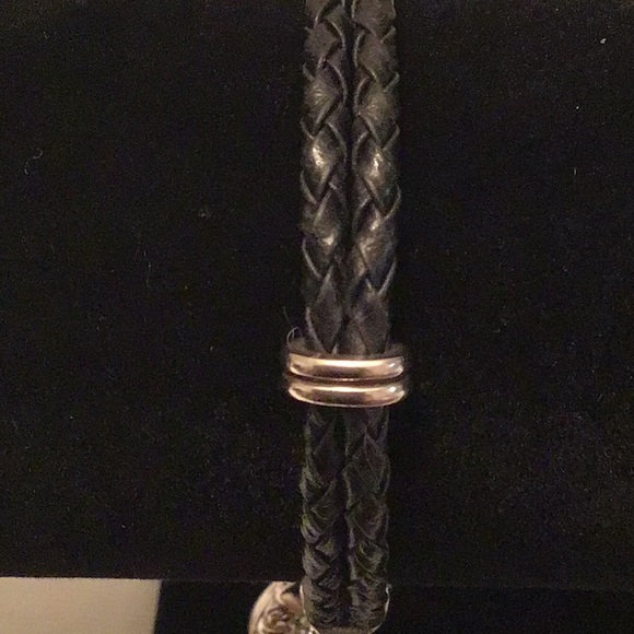 Judith Ripka Braided Leather Bracelet With Sterling Diamonique Heart Charm - Picture 6 of 6